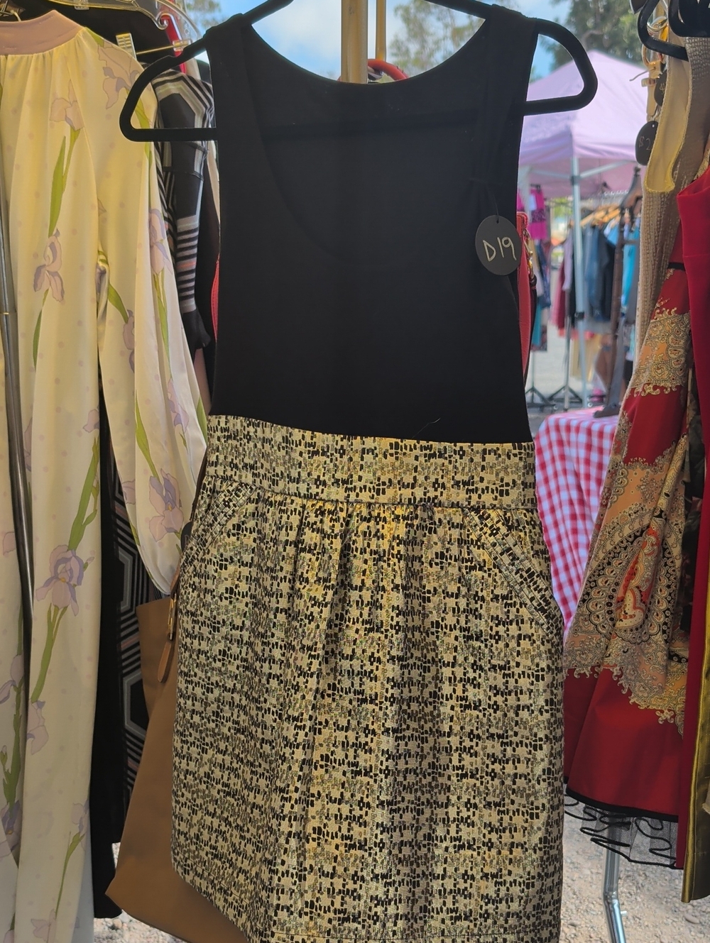 Black and Cream Tweed-Patterned Women's Skirt